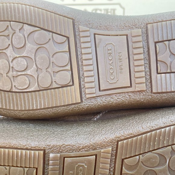 COACH TANESHA SUEDE SHEARLING Women's 7 After Ski Boot Metallic Gold Winter - Picture 9 of 16